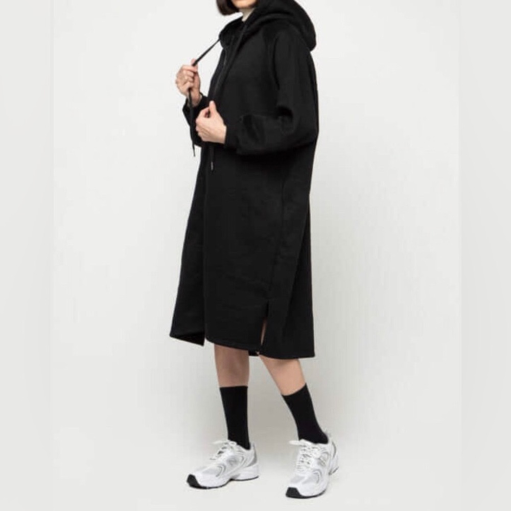 OAK + FORT olive GRN cotton longline hoodie sweaterdress M